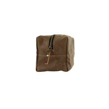 Load image into Gallery viewer, small tan waxed cotton toiletry kit
