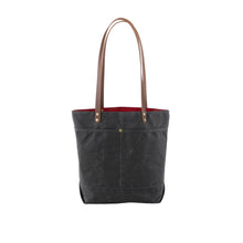 Load image into Gallery viewer, gray wax cotton handbag tote with pockets