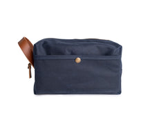 Load image into Gallery viewer, navy blue waxed canvas dopp