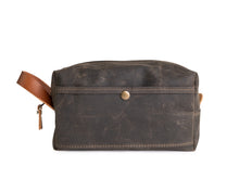 Load image into Gallery viewer, olive waxed cotton dopp