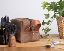 Load image into Gallery viewer, small men's toiletry bag with toiletries