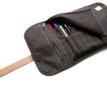 Load image into Gallery viewer, waxed canvas pen roll detail