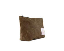 Load image into Gallery viewer, tan brown large wax canvas wash bag
