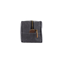 Load image into Gallery viewer, mens gray waxed canvas travel kit - front view
