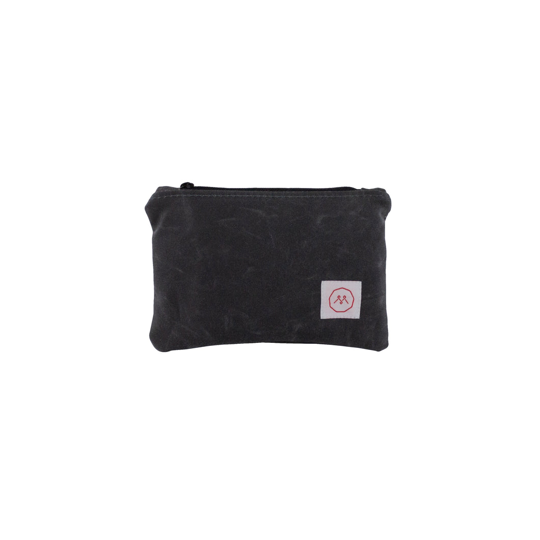 men's gray waxed canvas coin pouch