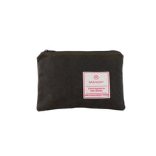 Load image into Gallery viewer, small olive green waxed cotton zipper pouch
