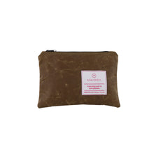 Load image into Gallery viewer, small tan waxed cotton zip pouch
