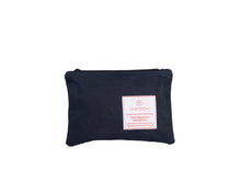 Load image into Gallery viewer, small navy blue waxed cotton zipper pouch
