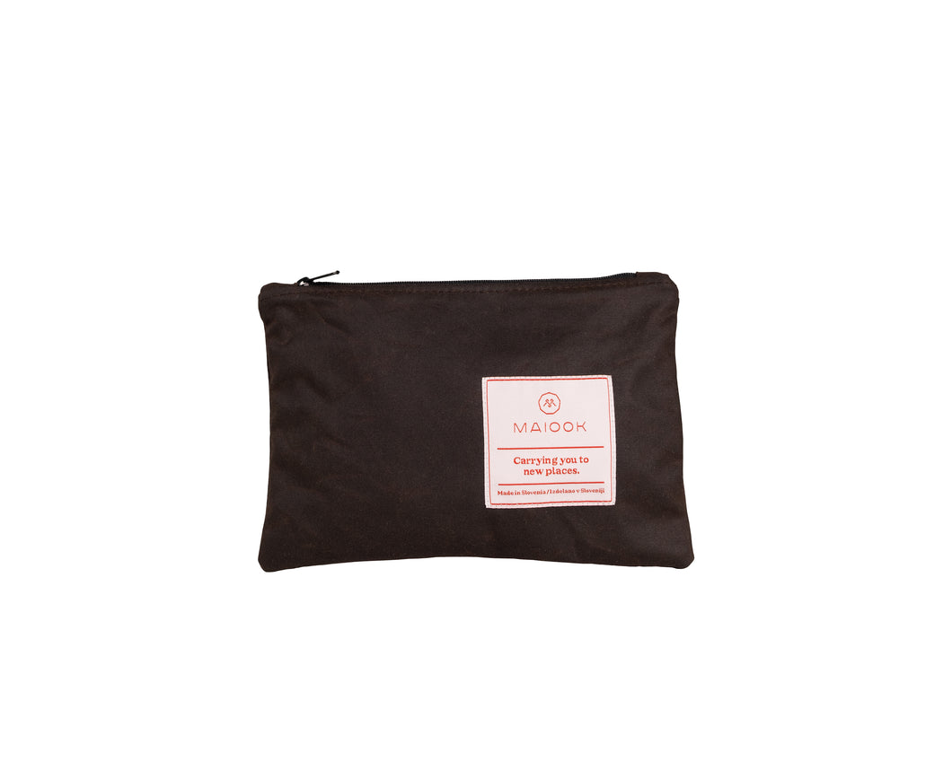 small brown wax canvas zip  pouch