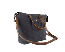 Load image into Gallery viewer, side view of wax canvas crossbody bag
