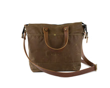 Load image into Gallery viewer, tan brown waxed canvas crossbody bag
