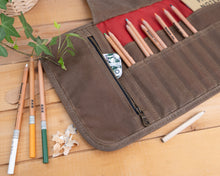 Load image into Gallery viewer, pocket detail on pencil roll
